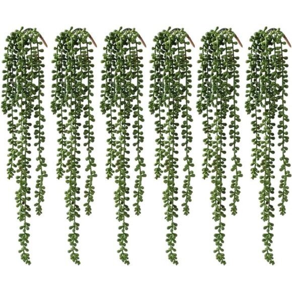 6 Pcs Artificial Succulents Hanging Plants, Fake String of Pearls Greenery Plant - Picture 1 of 6